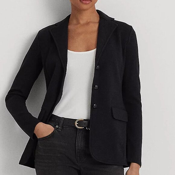 RALPH LAUREN Sweater-Knit Blazer, Black, Size L - Picture 5 of 6